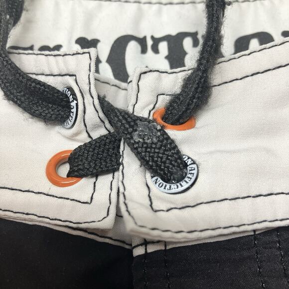 Affliction Board Shorts Black Orange Distressed Patches Swim Trunks Size 36 - Picture 5 of 16